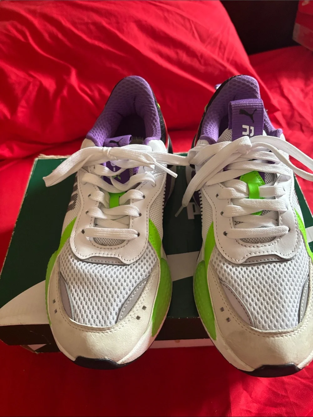 Puma White Purple and Lime men Athletic Sneakers 6 1/2 men